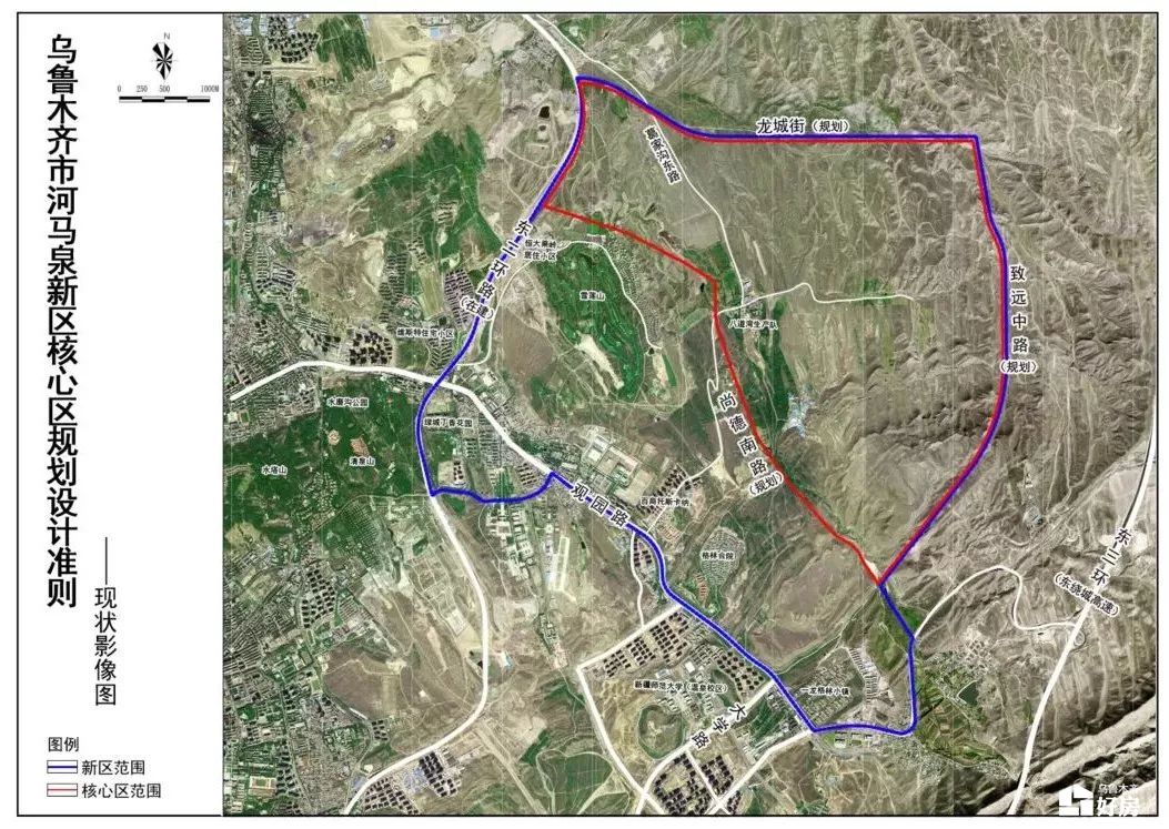 乌市河马泉地区交通规划卫星图