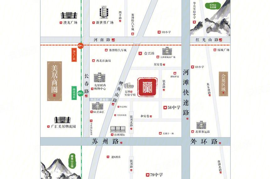 乌市领地锦尚蘭台交通图
